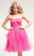 Main image of Strapless Satin Bust Party Dress with Shiny Mesh Skirt